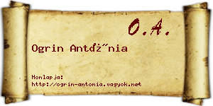 Ogrin Antónia névjegykártya